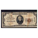 1929 National Bank of Washington $20 Bank Note