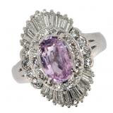 Platinum 2.73 ct Oval Pink Sapphire & Diamond Ring