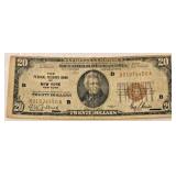 1929 New York $20.00 Bill Federal Reserve Note