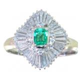 Platinum 1.04 ct Natural Emerald & VS Diamond Ring