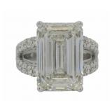 14k Gold 11.40 ct Emerald Cut Lab Diamond Ring