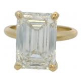 14K Gold 6.94 ct Emerald Cut VS Lab Diamond Ring