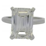 14k Gold 5.54 ct Emerald Cut Lab Diamond Ring