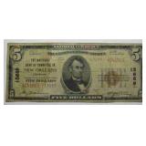 1929 New Orleans $5 Bill National Bank Note