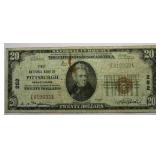 1929 Pittsburgh $20 Bill National Currency Note