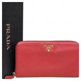 Prada Saffiano Leather Zip Around Wallet