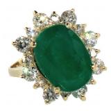 14kt Gold 7.15 ct  GIA Emerald & Diamond Ring