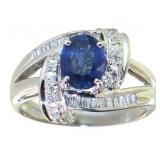 Platinum 1.96ct Natural Sapphire & VS Diamond Ring