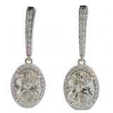 14kt Gold 7.75 ct Oval Lab Diamond Dangle Earrings
