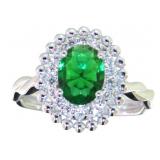 Oval 1.20 ct Emerald & Diamond Ring
