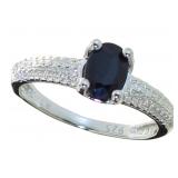 Genuine Oval Sapphire & Diamond Ring