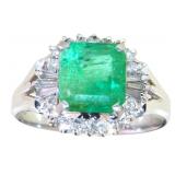 Platinum 2.48 ct Natural Emerald & VS Diamond Ring