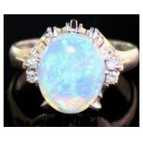 Platinum Natural 3.76 ct Opal & Diamond Ring