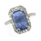 18k Gold GIA 5.52 ct Sapphire & Diamond Ring
