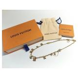 Louis Vuitton Logo Charm Gold Necklace