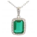 Emerald Cut 1.67 ct Emerald & Diamond Necklace