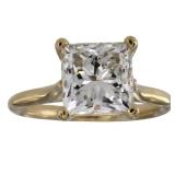 14k Gold 3.26 ct Princess Cut Lab Diamond Ring