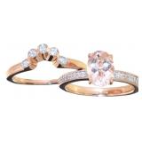 Oval 2.00 ct Natural Morganite Wedding Set