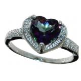 Heart Shape Mystic Topaz & Diamond Ring