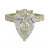 14k Gold 5.62 ct Pear Cut Lab Diamond Ring