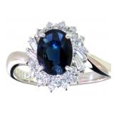 Platinum 1.90ct Natural Sapphire & VS Diamond Ring