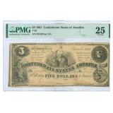 1861 Confederate States of America $5 Bill