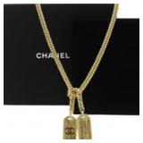 Chanel Dog Tag Lariat Necklace with Box