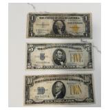 1934-1935 North Africa Silver Cert $1, $5 $10 Bill