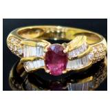 18kt Gold 1.53 ct Natural Ruby & Diamond Ring