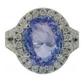 14kt Gold 6.53 ct GIA Tanzanite & Lab Diamond Ring