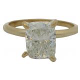 14kt Gold 2.08 ct Cushion Cut VVS Lab Diamond Ring