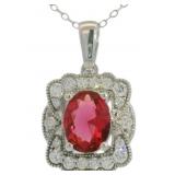 Oval 2.50 ct Ruby & Diamond Necklace