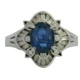 Platinum 1.70 ct Natural Sapphire & Diamond Ring
