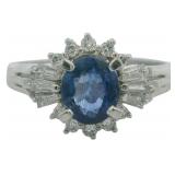 Platinum 1.43 ct Natural Sapphire & Diamond Ring