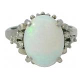 Platinum 2.61 ct Natural Opal & Diamond Ring