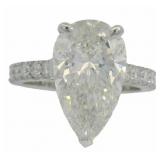 14k Gold 5.68 ct Pear Cut Lab Diamond Ring