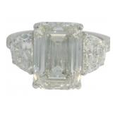 14k Gold 6.18 ct Emerald Cut Lab Diamond Ring
