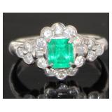 Platinum 1.48 ct Natural Emerald & Diamond Ring
