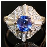 Platinum 2.21 ct Natural Sapphire & Diamond Ring