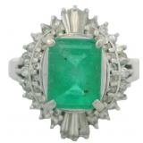 Platinum 2.32 ct Natural Emerald & Diamond Ring