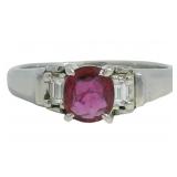 Platinum 4/5 ct Natural Ruby & VS Diamond Ring