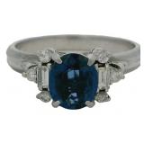 Platinum 1.30 ct Natural Sapphire & Diamond Ring