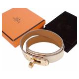 Hermes Kelly Double Tour Leather Bracelet with Box