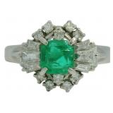 Platinum 1.17 ct Natural Emerald & VS Diamond Ring