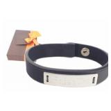 Louis Vuitton Black Leather Logo Bracelet