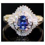 Platinum 1.43ct Natural Sapphire & VS Diamond Ring