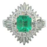 Platinum 1.55 ct Natural Emerald & VS Diamond Ring