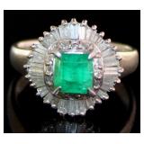 Platinum 1.52 ct Natural Emerald & Diamond Ring