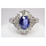 Platinum GIA Sri Lanka Sapphire & Diamond Ring