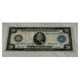 1914 Blue Seal  $20 Large Bank Note